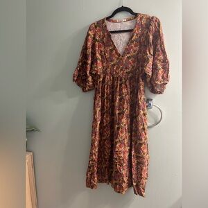 Marine Layer Lola Midi Dress Puff Sleeve A Line Bohemian
